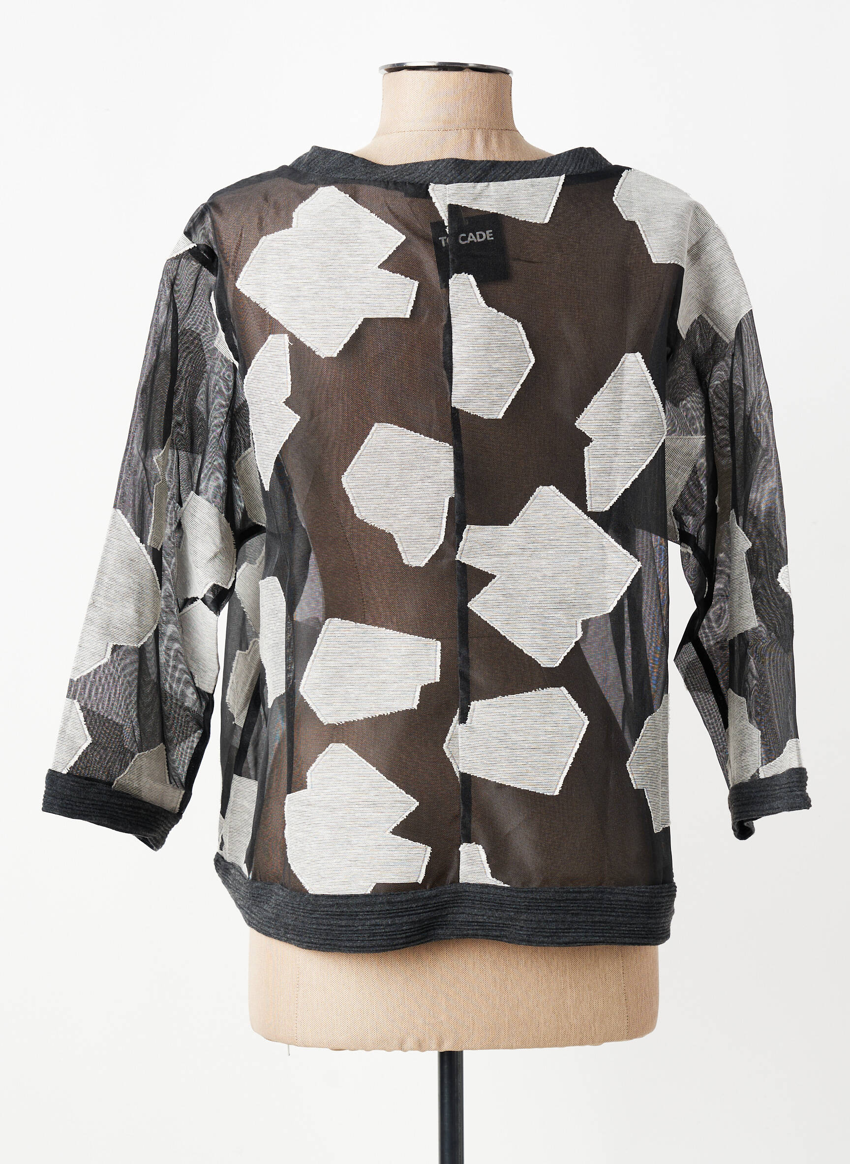 Top col rond manches 3/4 gris LUUKAA femme