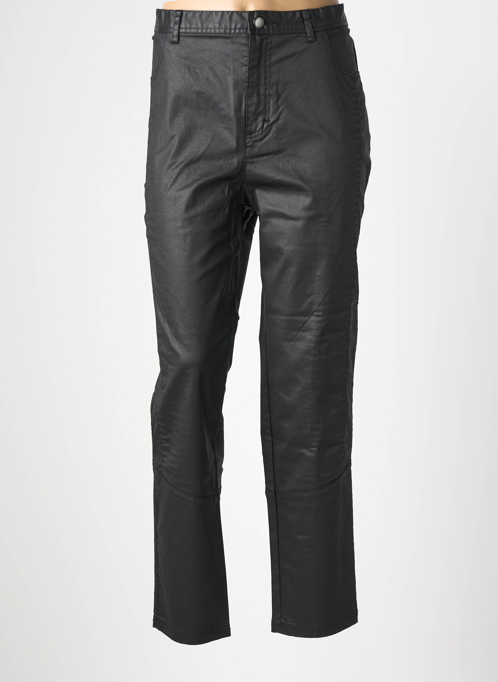 Pantalon slim tissage enduit taille normale noir VETONO femme