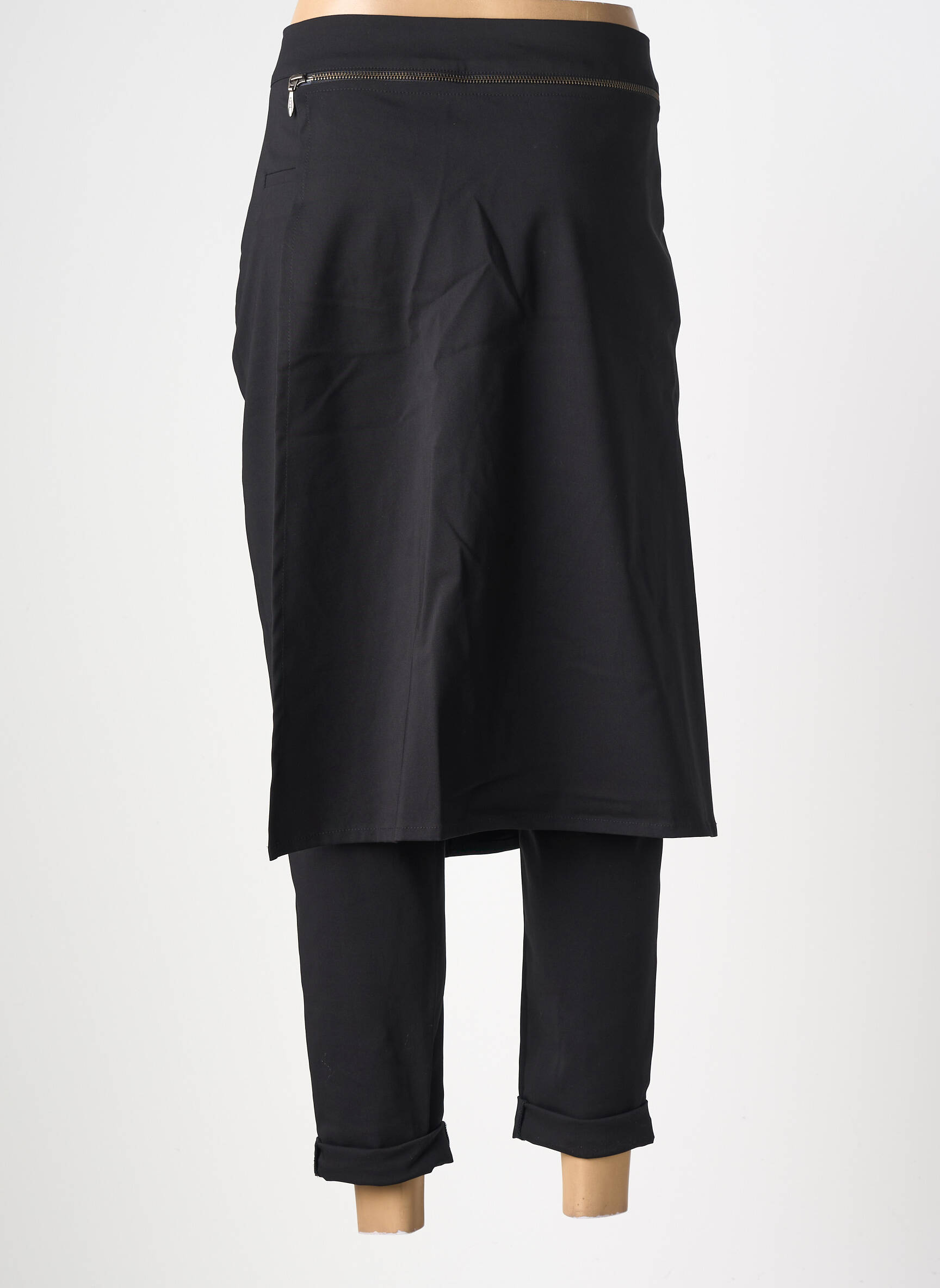 Pantalon slim tissage popeline taille normale noir ELSEWHERE femme