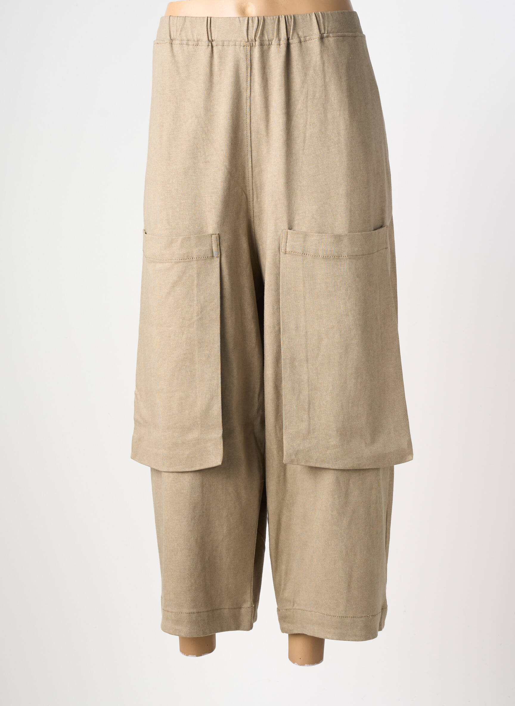 Pantalon 7/8 taille haute taille haute beige URBAN BY ALEMBIKA femme