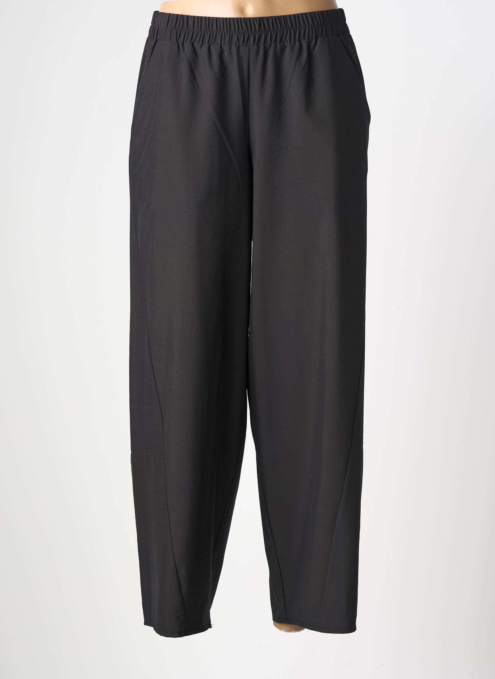 Pantalon droit tissage popeline taille haute noir LUUKAA femme