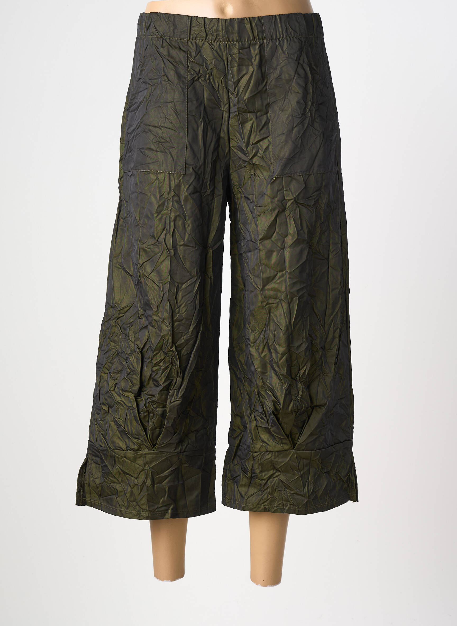 Pantacourt stretch taille normale vert KOZAN femme