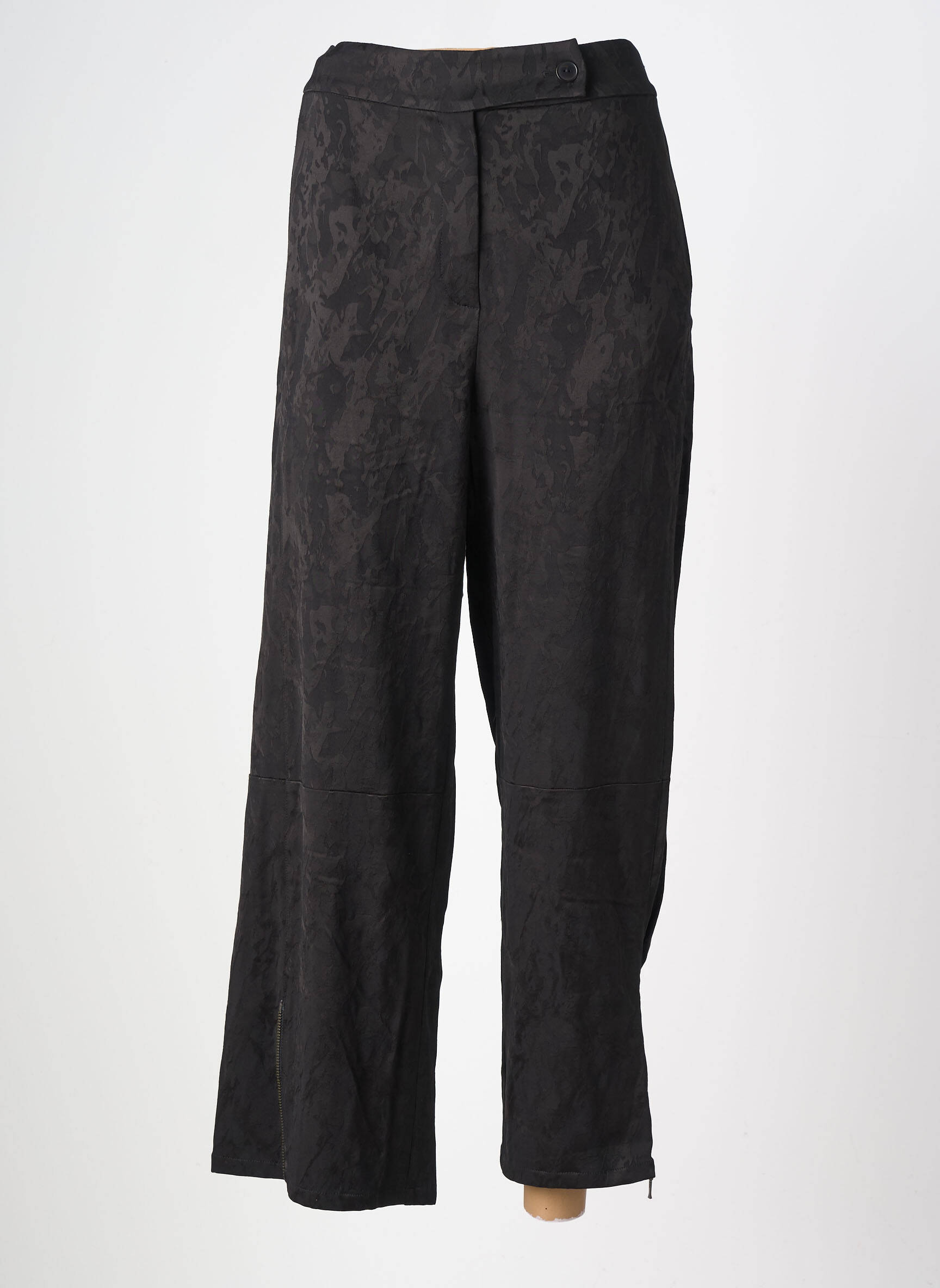 Pantalon droit tissage popeline taille normale noir ELSEWHERE femme