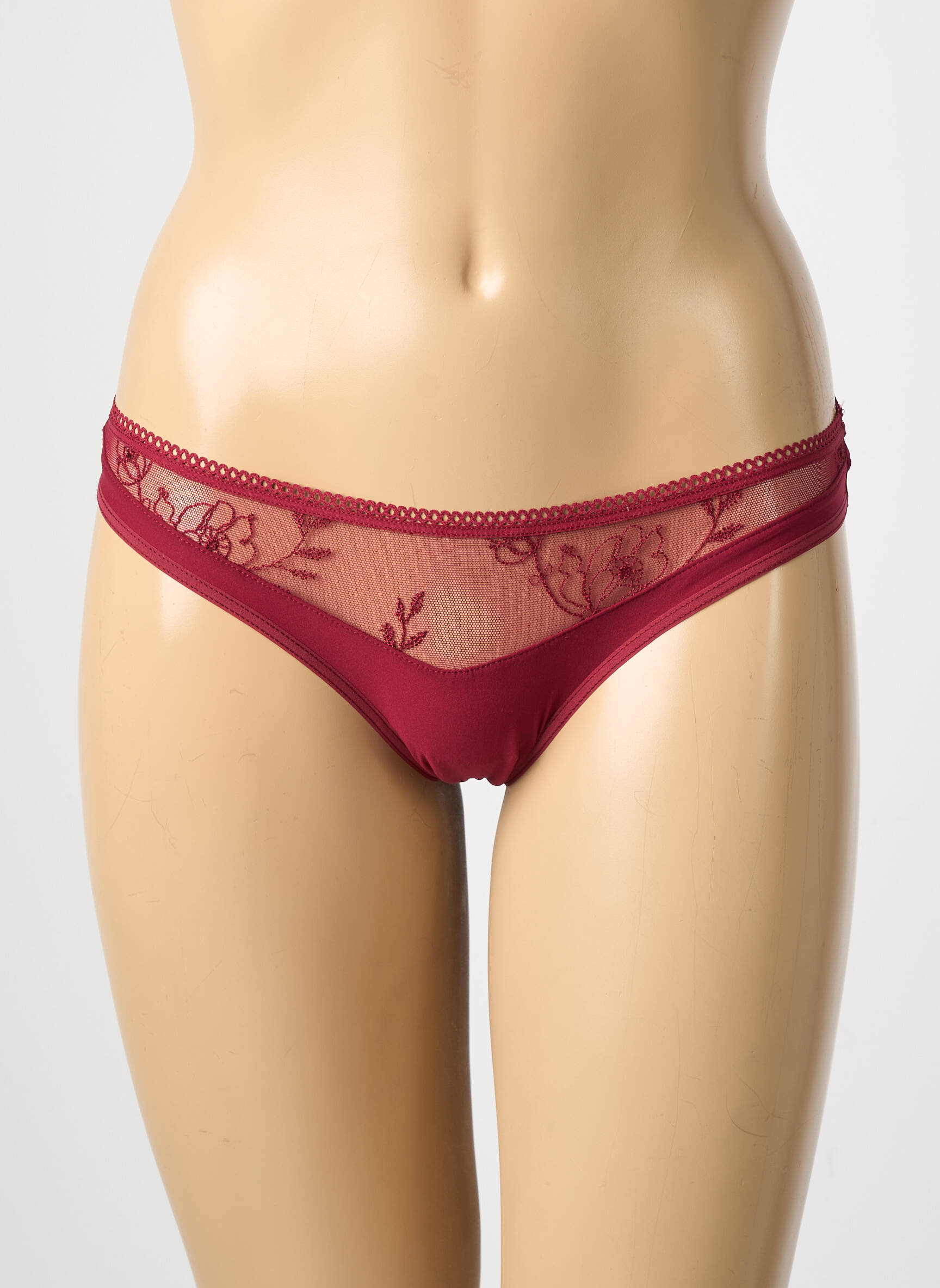 Tanga effet matière satinée rouge PASSIONATA femme