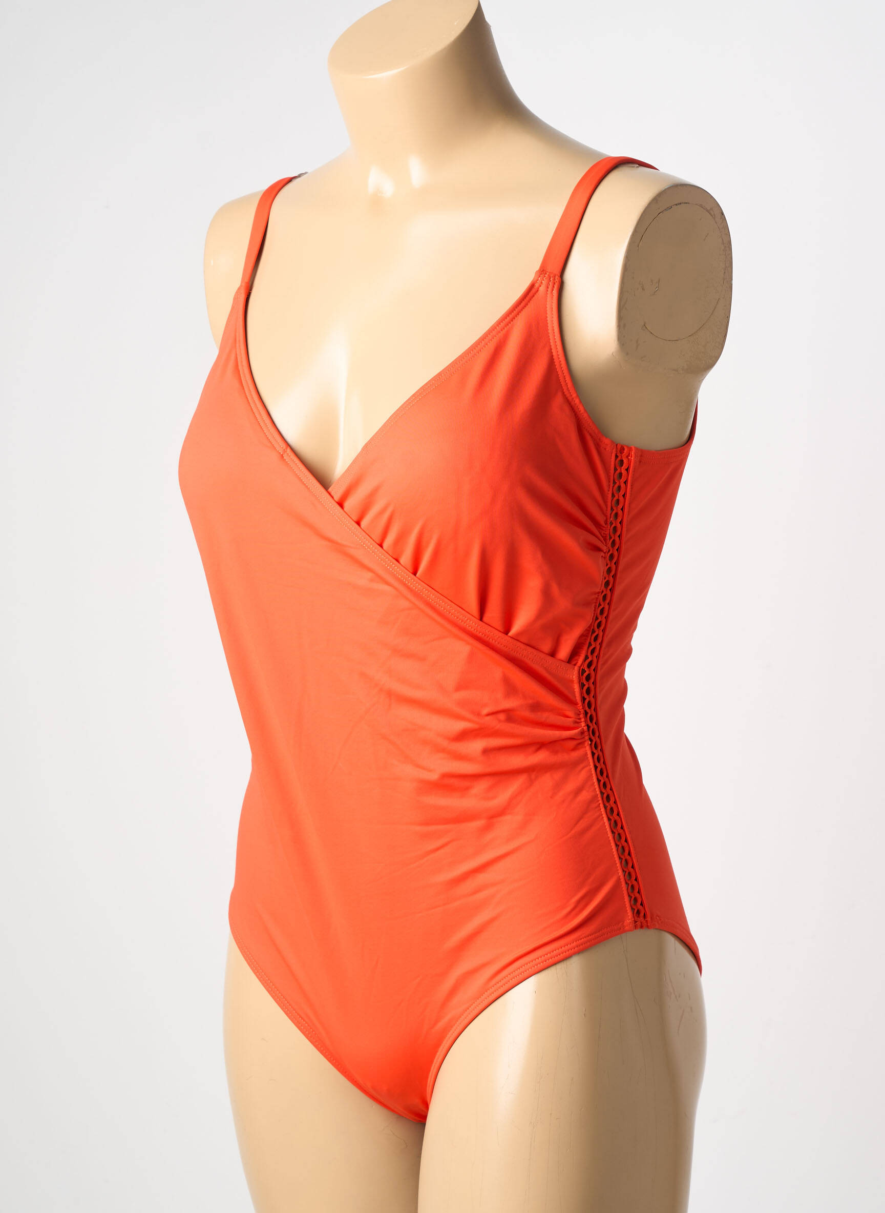 Maillot de bain 1 pièce stretch haut triangles orange SIMONE PERELE femme