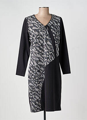 Robe mi-longue manches longues manches longues noir GREGORY PAT femme