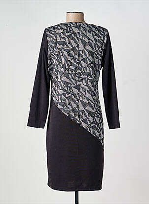 Robe mi-longue manches longues manches longues noir GREGORY PAT femme