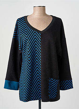 Pull coupe droite manches longues bleu FRANCK ANNA femme