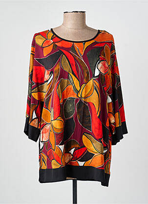Blouse imprimé fleurs manches 3/4 orange GREGORY PAT femme