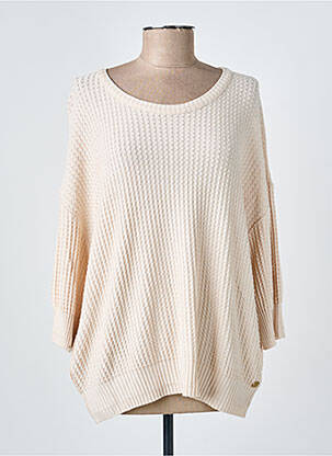 Pull maille souple et aérée manches 3/4 beige DEVERNOIS femme