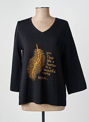 Pull coupe cintrée manches 3/4 noir GRIFFON femme
