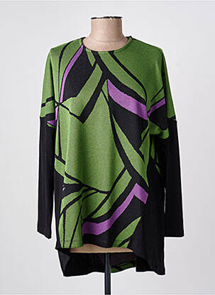 Pull tunique stretch manches longues vert EVER SASSY femme