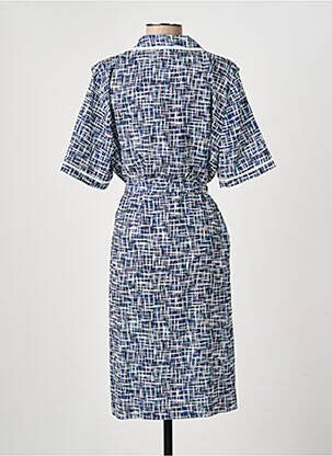 Robe mi-longue imprimé fantaisie manches courtes bleu GUY DUBOUIS femme