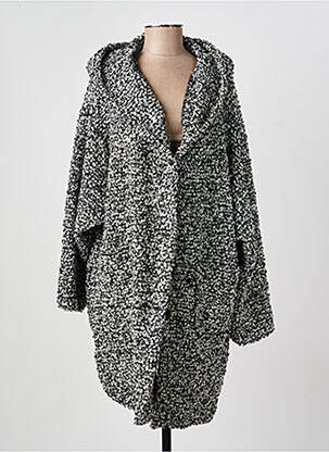 Manteau long a capuche a capuche gris FRANCK ANNA femme