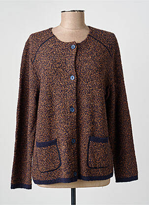 Gilet manches longues col rond marron GRIFFON femme