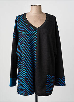 Pull coupe droite manches longues bleu FRANCK ANNA femme