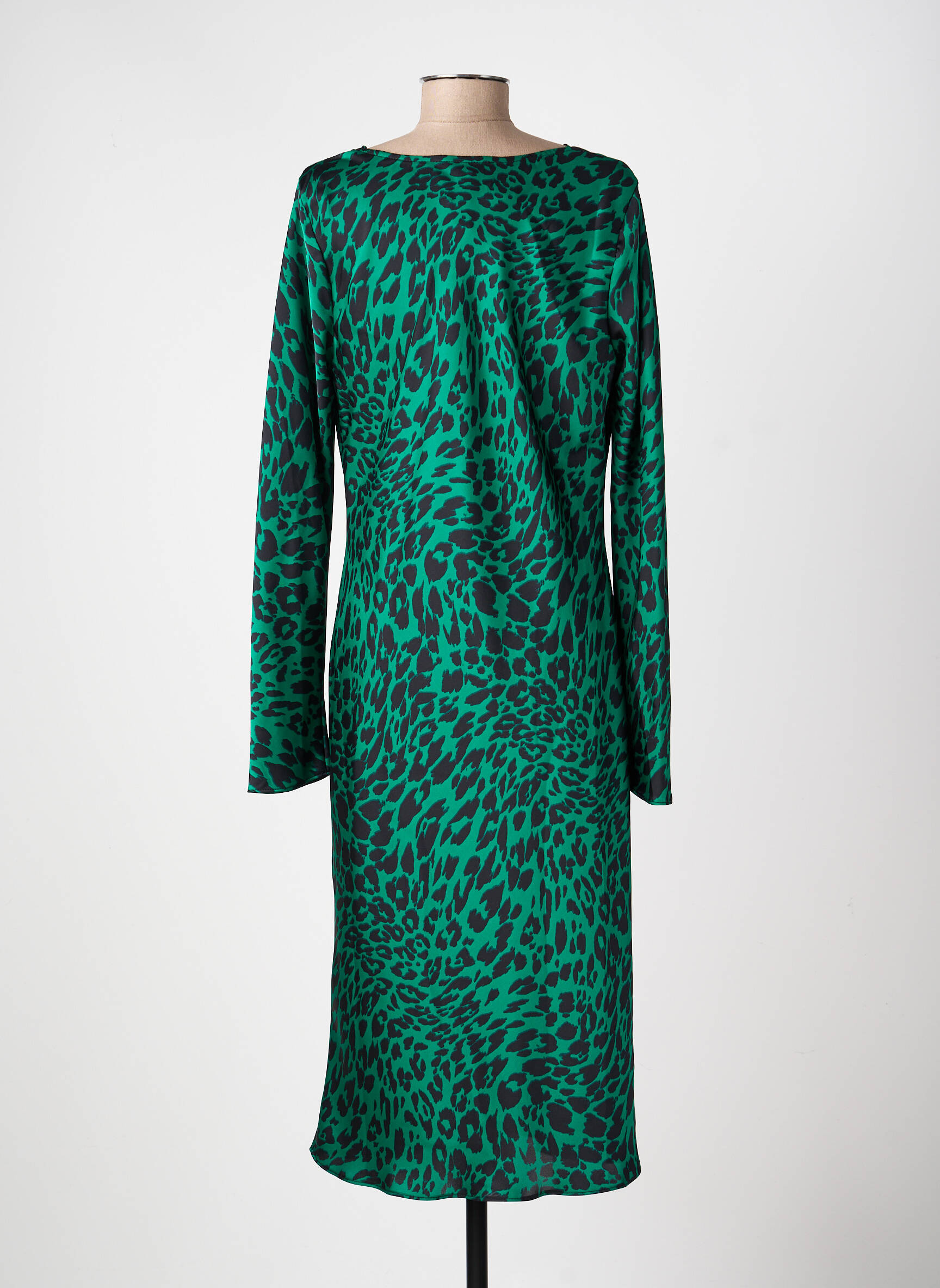 Robe mi-longue manches longues manches longues vert JOSEPH RIBKOFF femme