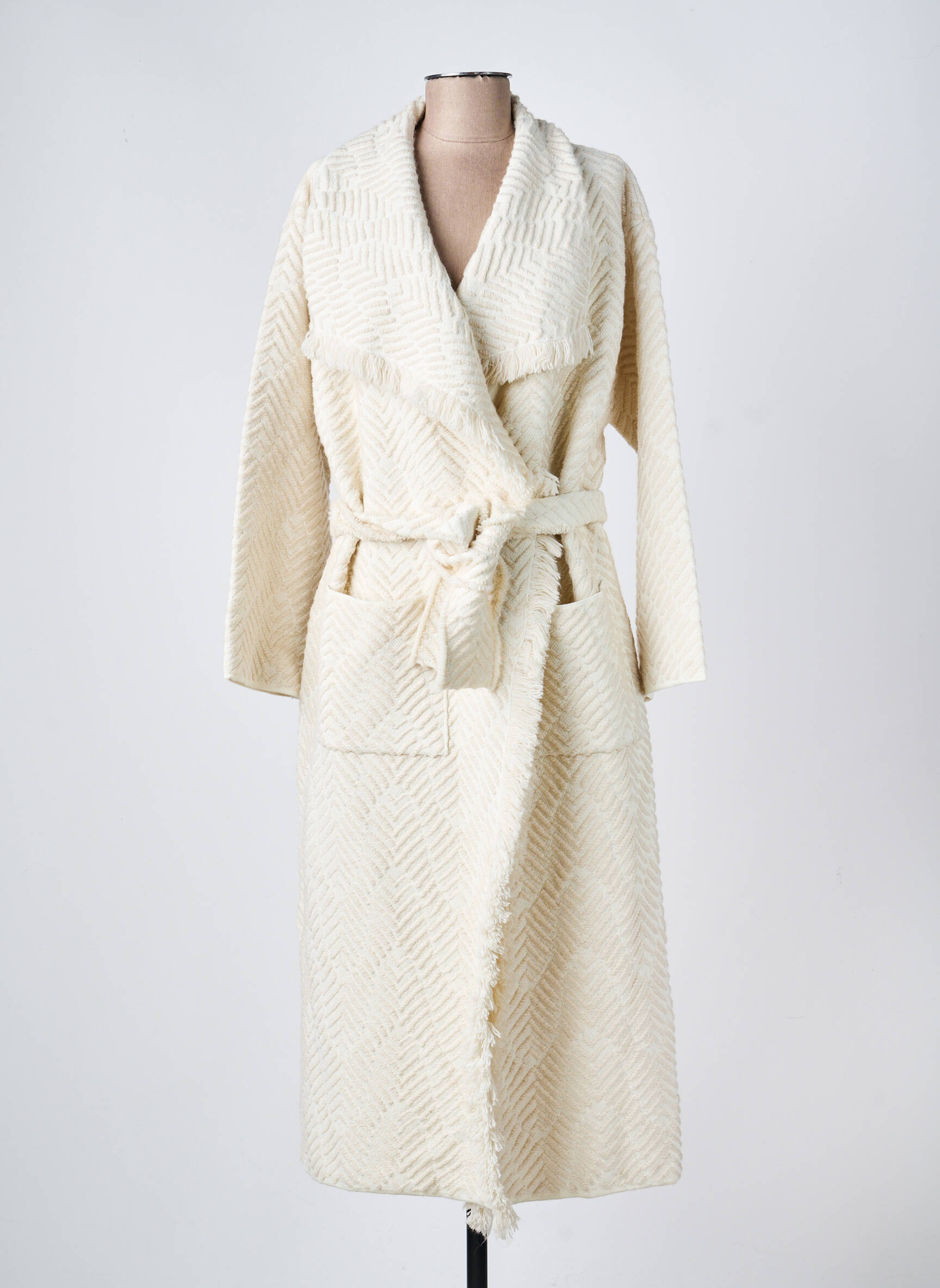 Manteau long coupe cintrée sans capuche beige CATNOIR femme