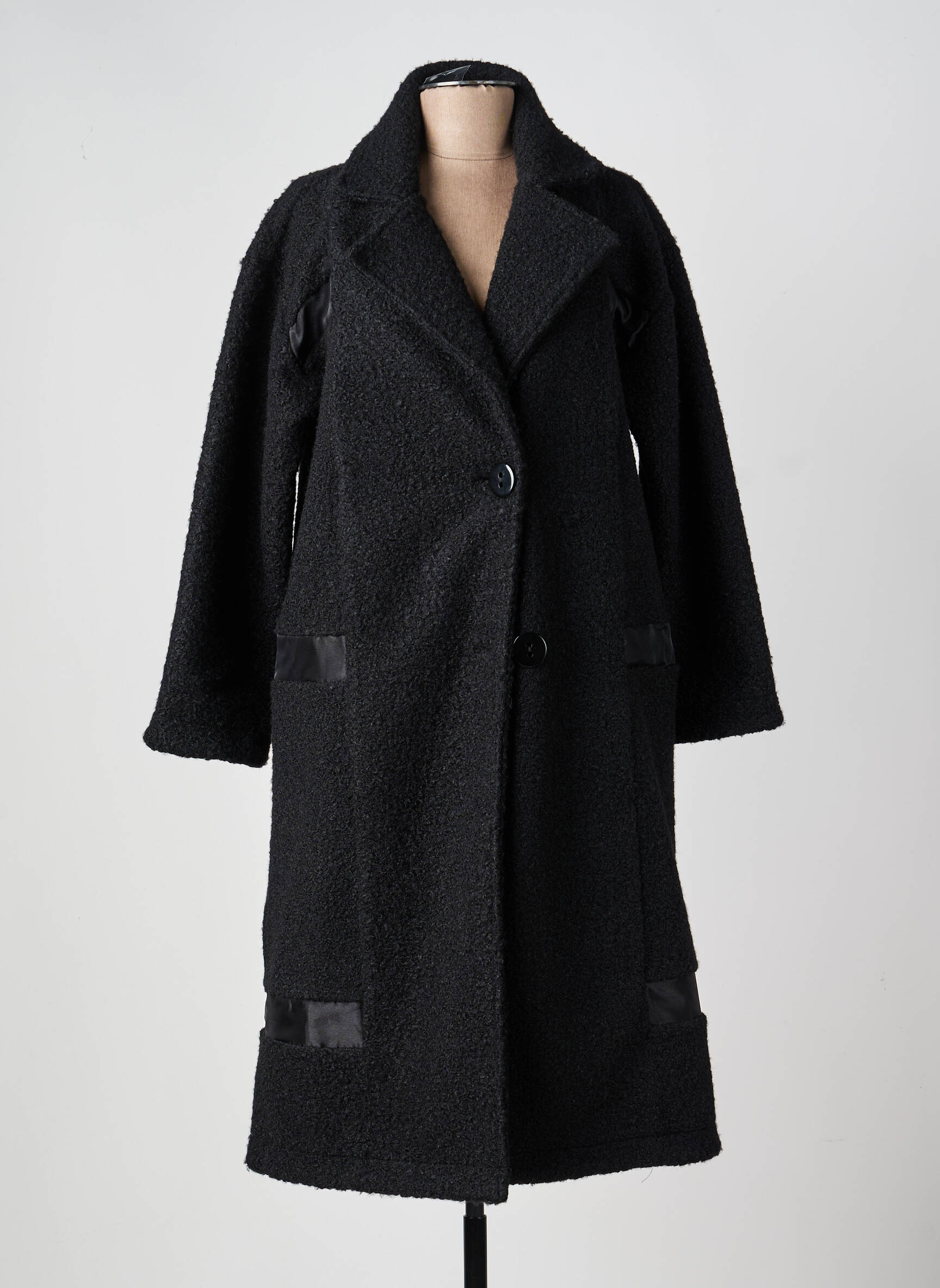 Manteau long coupe cintrée sans capuche noir EVER SASSY femme