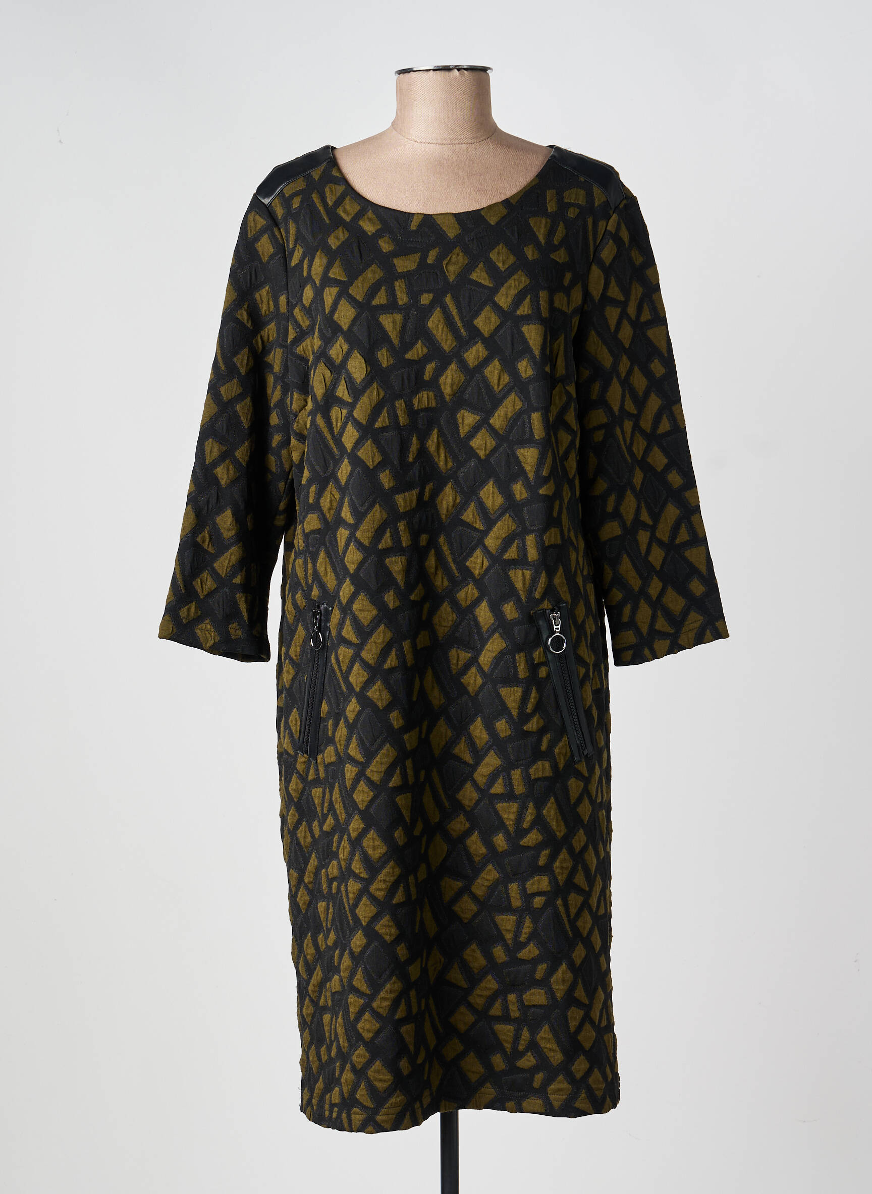 Robe mi-longue manches longues manches longues vert JOSEPH RIBKOFF femme