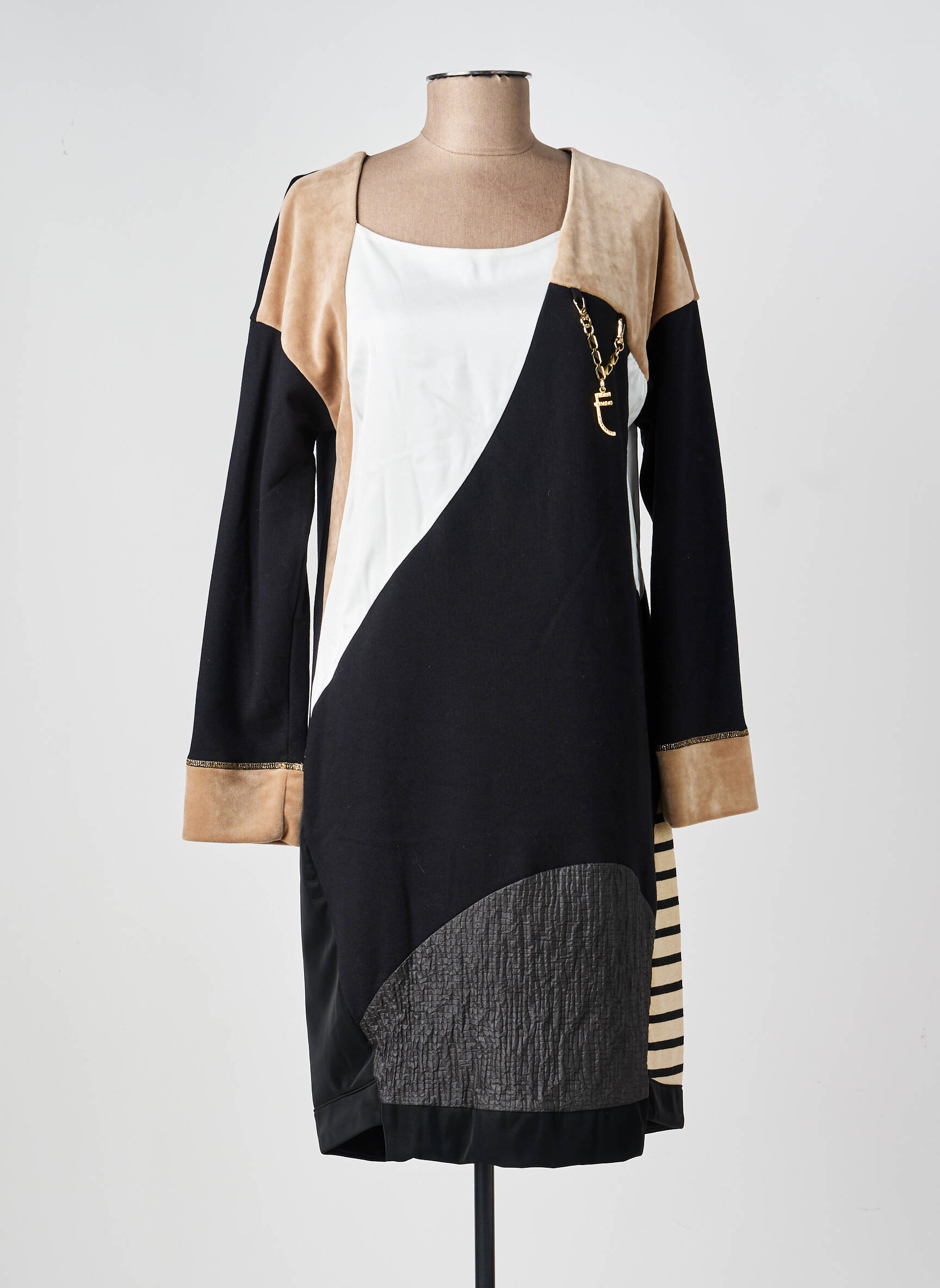 Robe mi-longue manches longues manches longues noir ELISA CAVALETTI femme