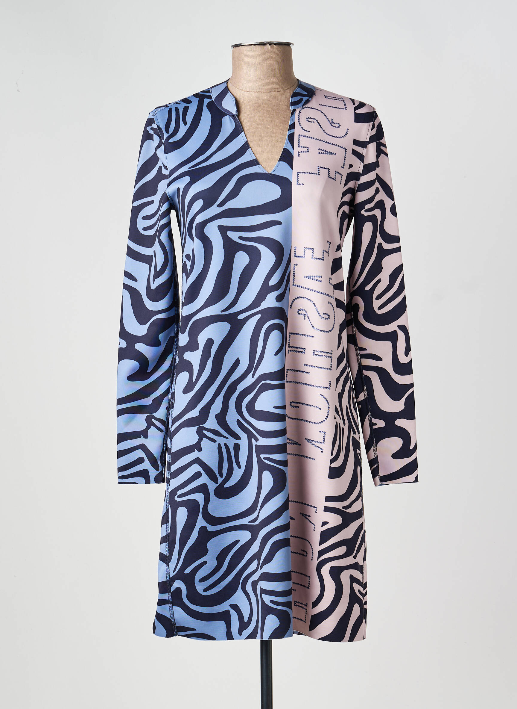Robe courte manches longues manches longues bleu TUZZI femme