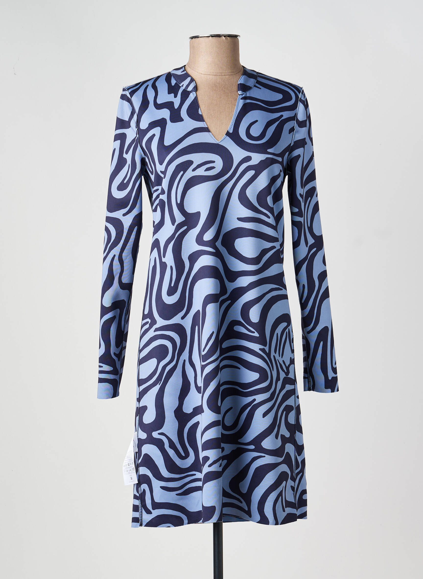 Robe courte manches longues manches longues bleu TUZZI femme