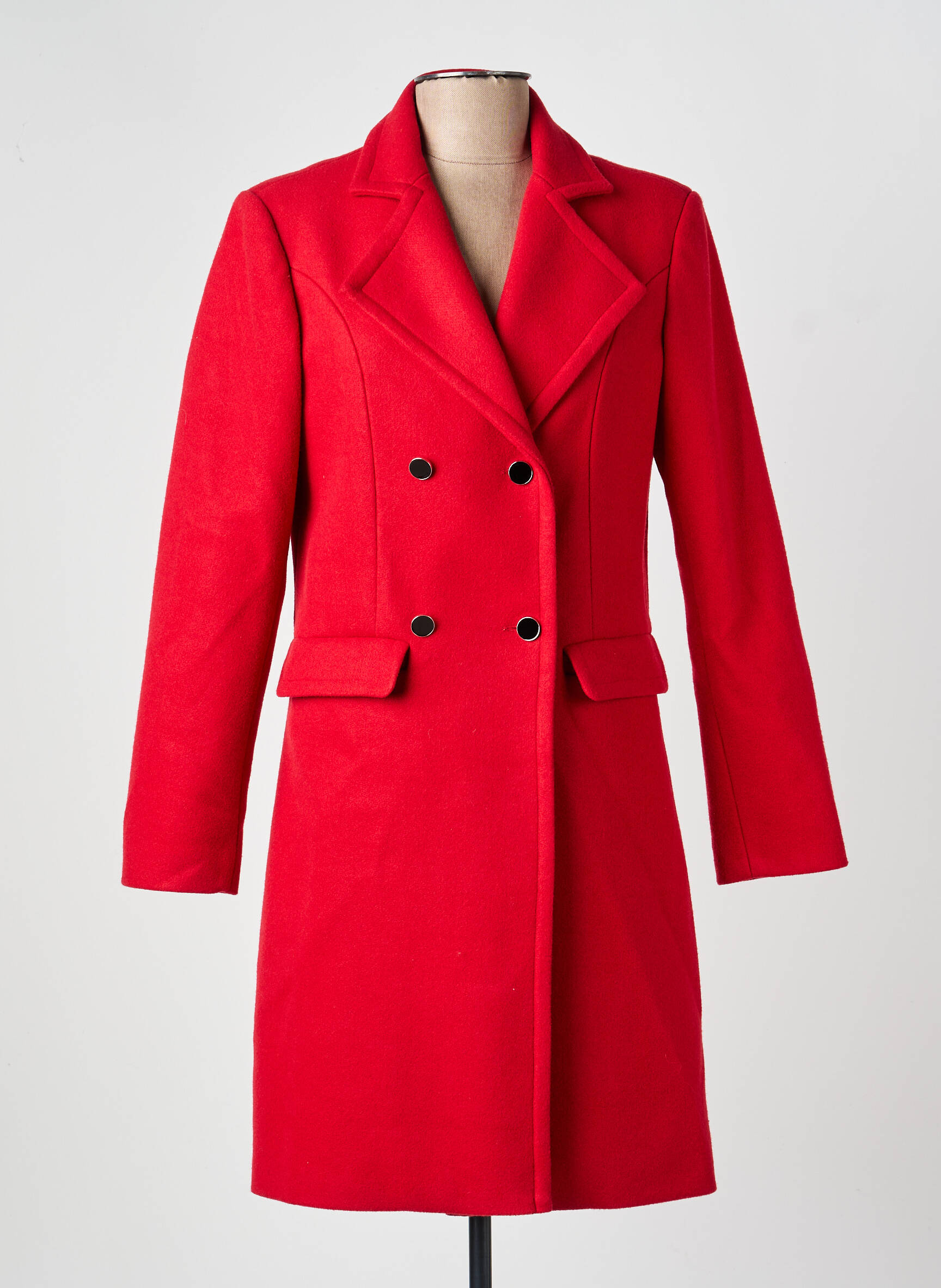 Manteau long coupe cintrée sans capuche rouge C.MISSARO femme