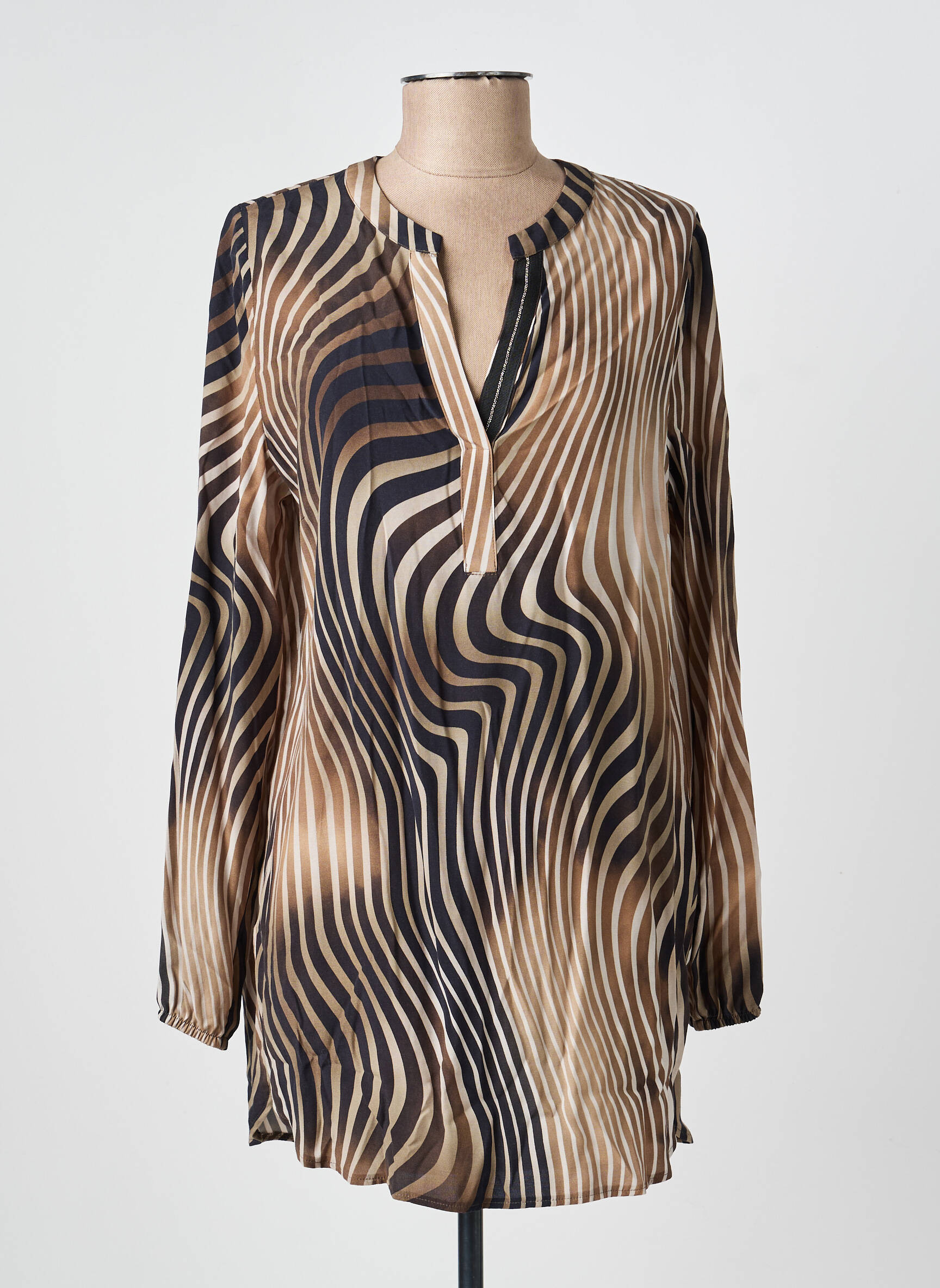 Tunique manches longues imprimé fantaisie marron TUZZI femme
