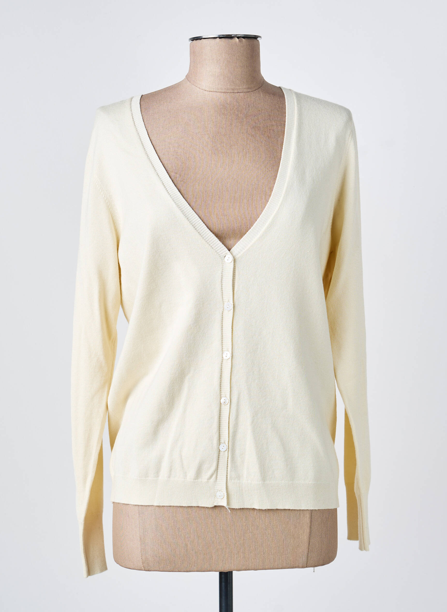 Gilet manches longues resserrée sur le bas beige ÉTYMOLOGIE femme