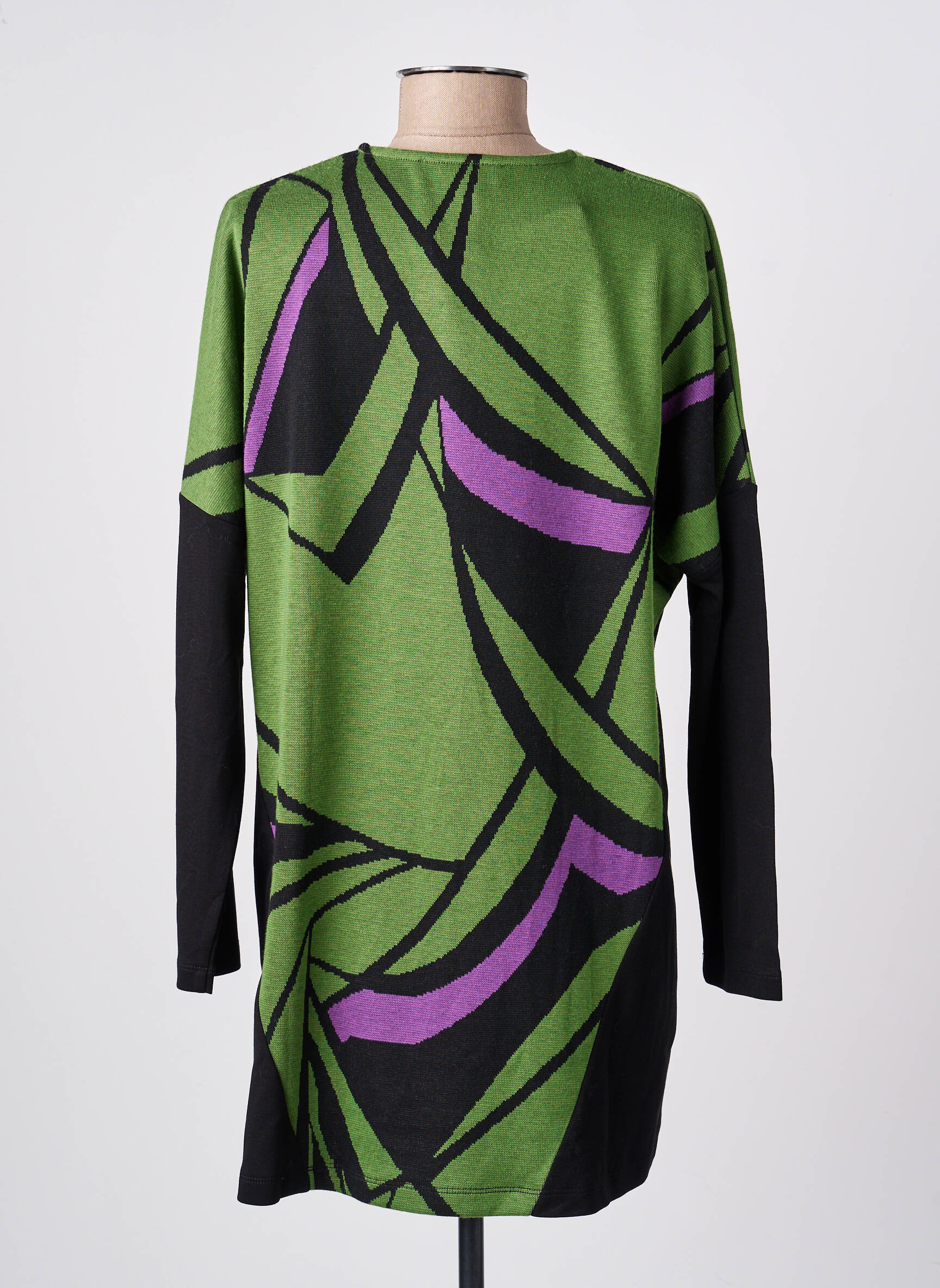 Pull tunique stretch manches longues vert EVER SASSY femme