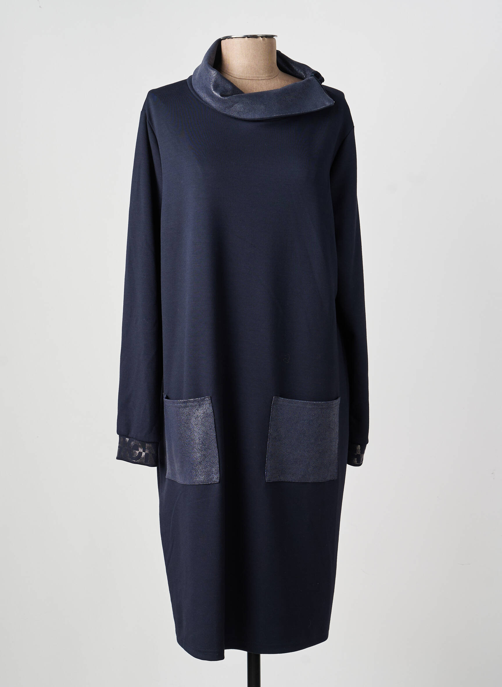 Robe mi-longue manches longues manches longues bleu TUZZI femme