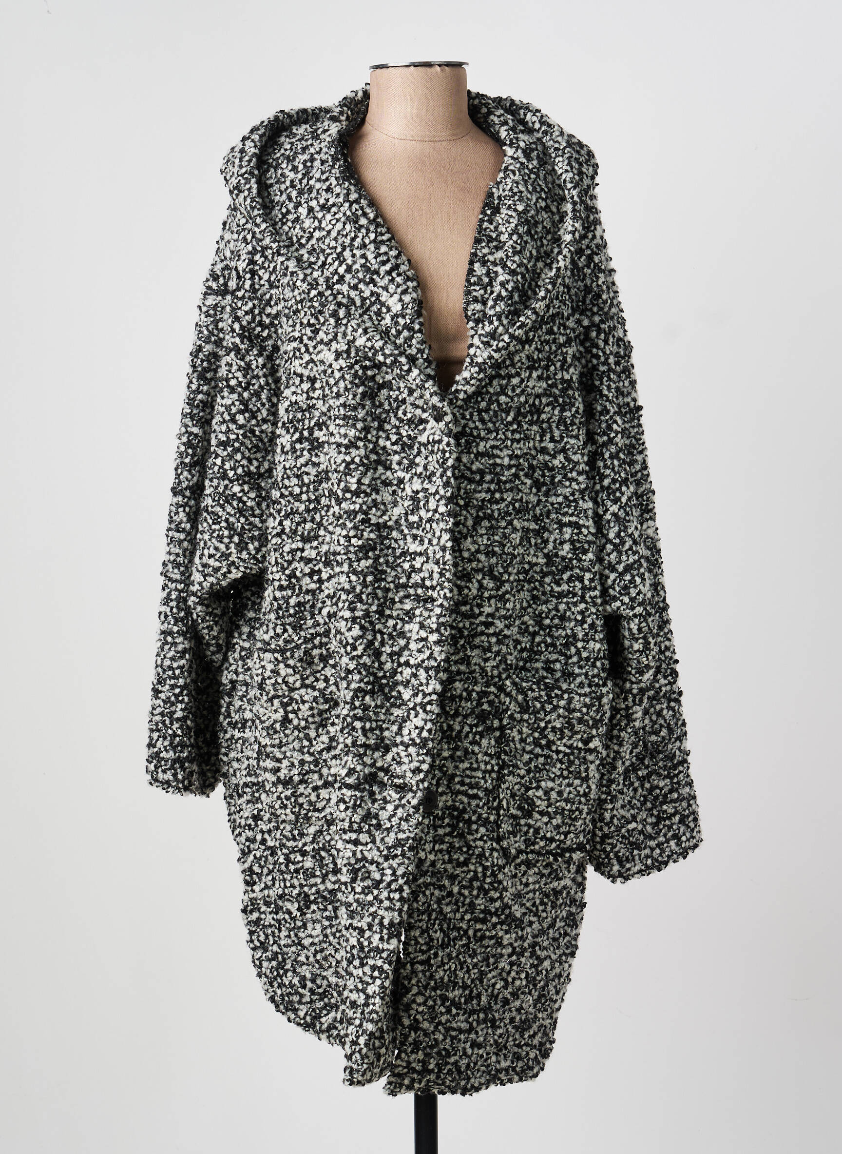 Manteau long a capuche a capuche gris FRANCK ANNA femme