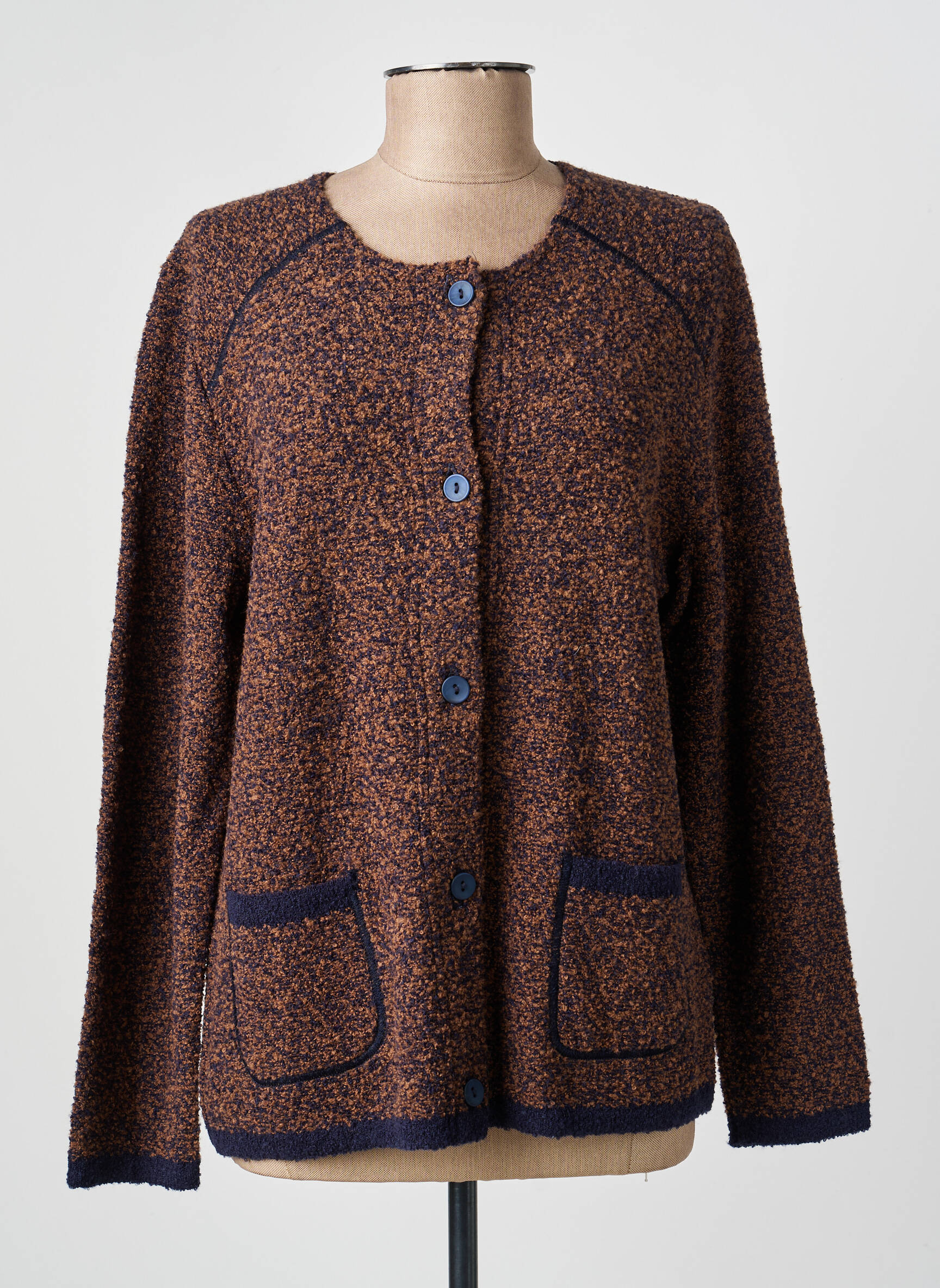 Gilet manches longues col rond marron GRIFFON femme