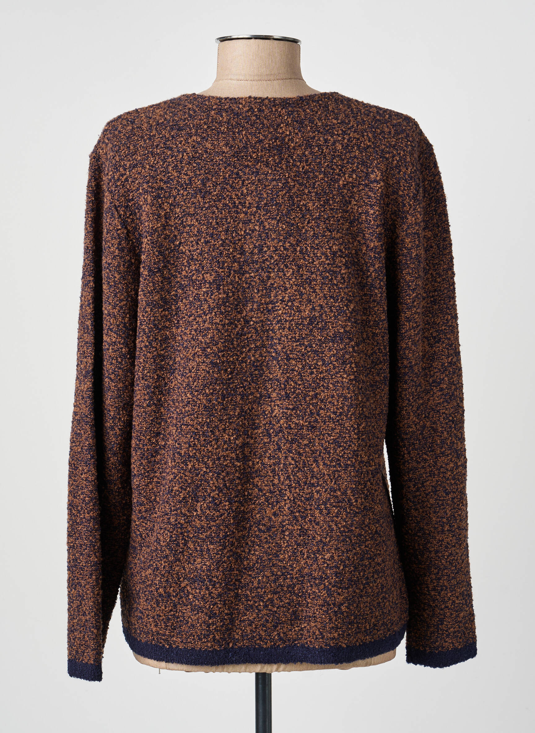 Gilet manches longues col rond marron GRIFFON femme