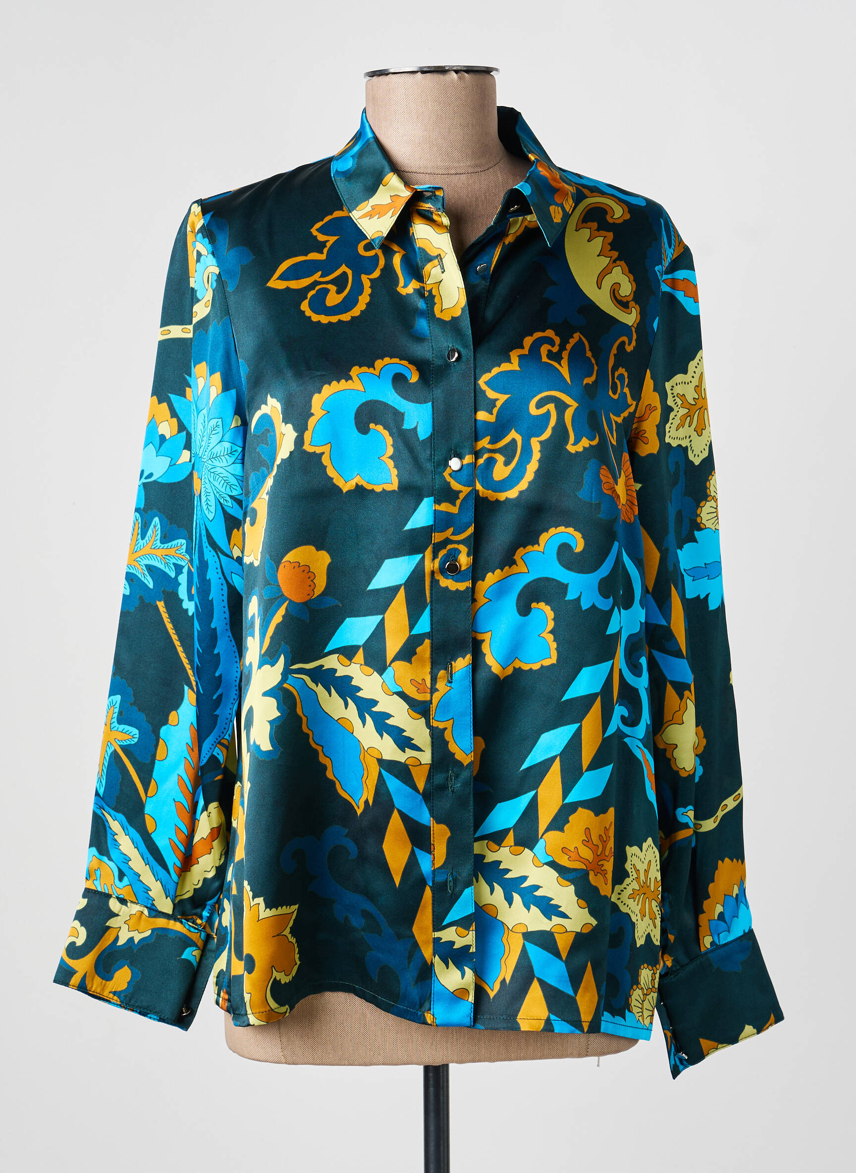 Chemisier imprimé fleurs manches longues bleu GREGORY PAT femme