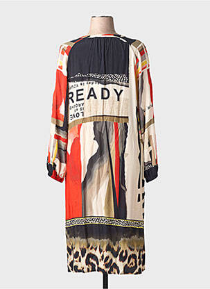 Robe mi-longue coupe fluide manches longues beige TUZZI femme