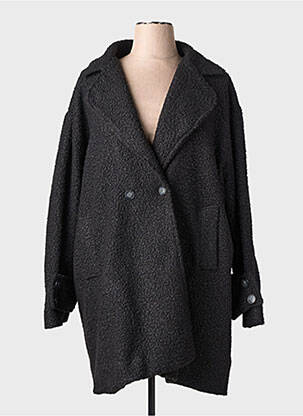 Manteau long coupe droite sans capuche noir KAKIE femme