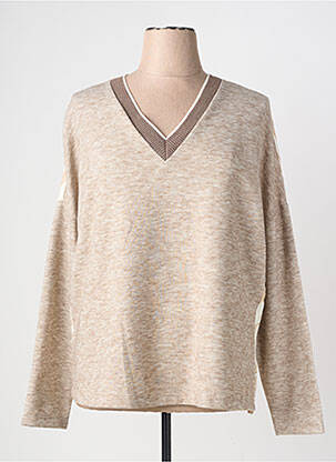 Pull tissage chiné manches longues marron YESS. femme