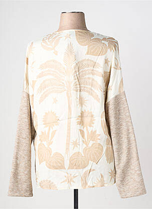 Pull tissage chiné manches longues marron YESS. femme