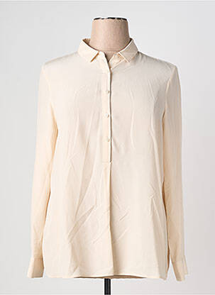 Chemisier tissage crêpe manches longues beige DEVERNOIS femme