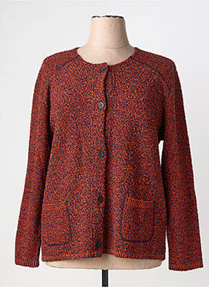 Gilet manches longues col rond orange GRIFFON femme