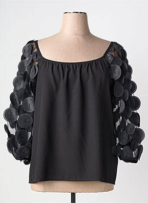 Top col carré manches 3/4 noir JOSEPH RIBKOFF femme