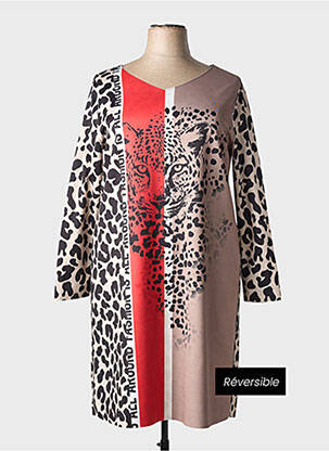 Robe mi-longue manches longues manches longues marron TUZZI femme