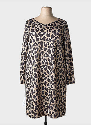 Robe mi-longue manches longues manches longues marron TUZZI femme