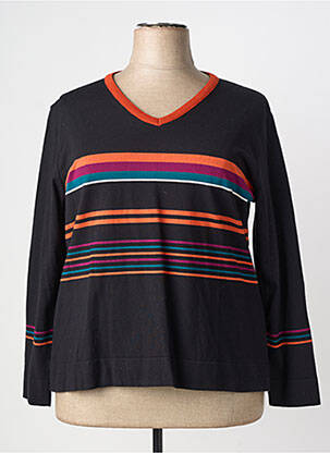 Pull col v manches longues noir GRIFFON femme