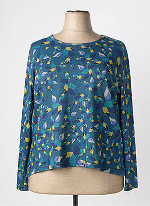 Pull coupe cintrée manches longues bleu GRIFFON femme