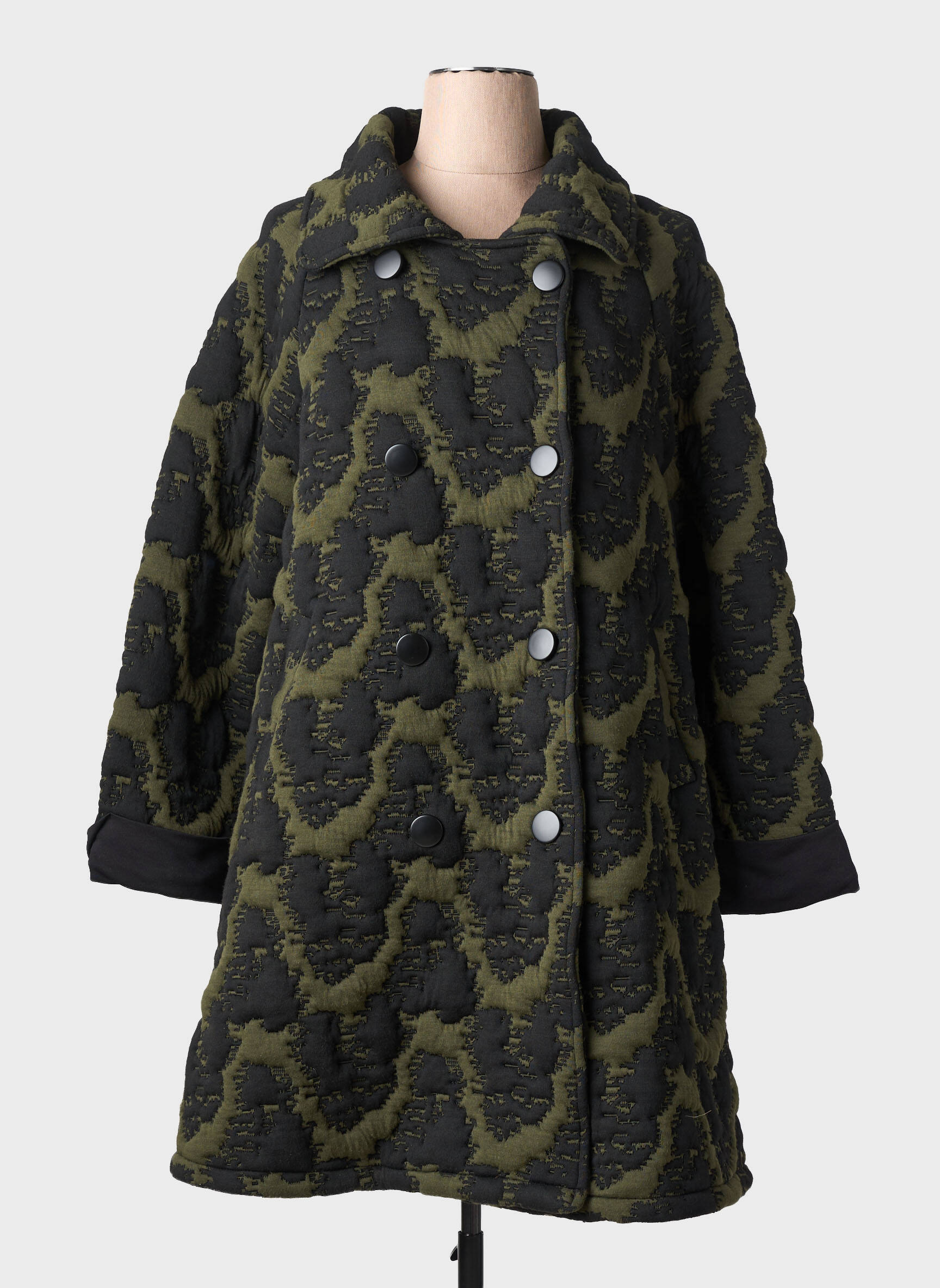 Manteau long coupe cintrée sans capuche vert EVER SASSY femme