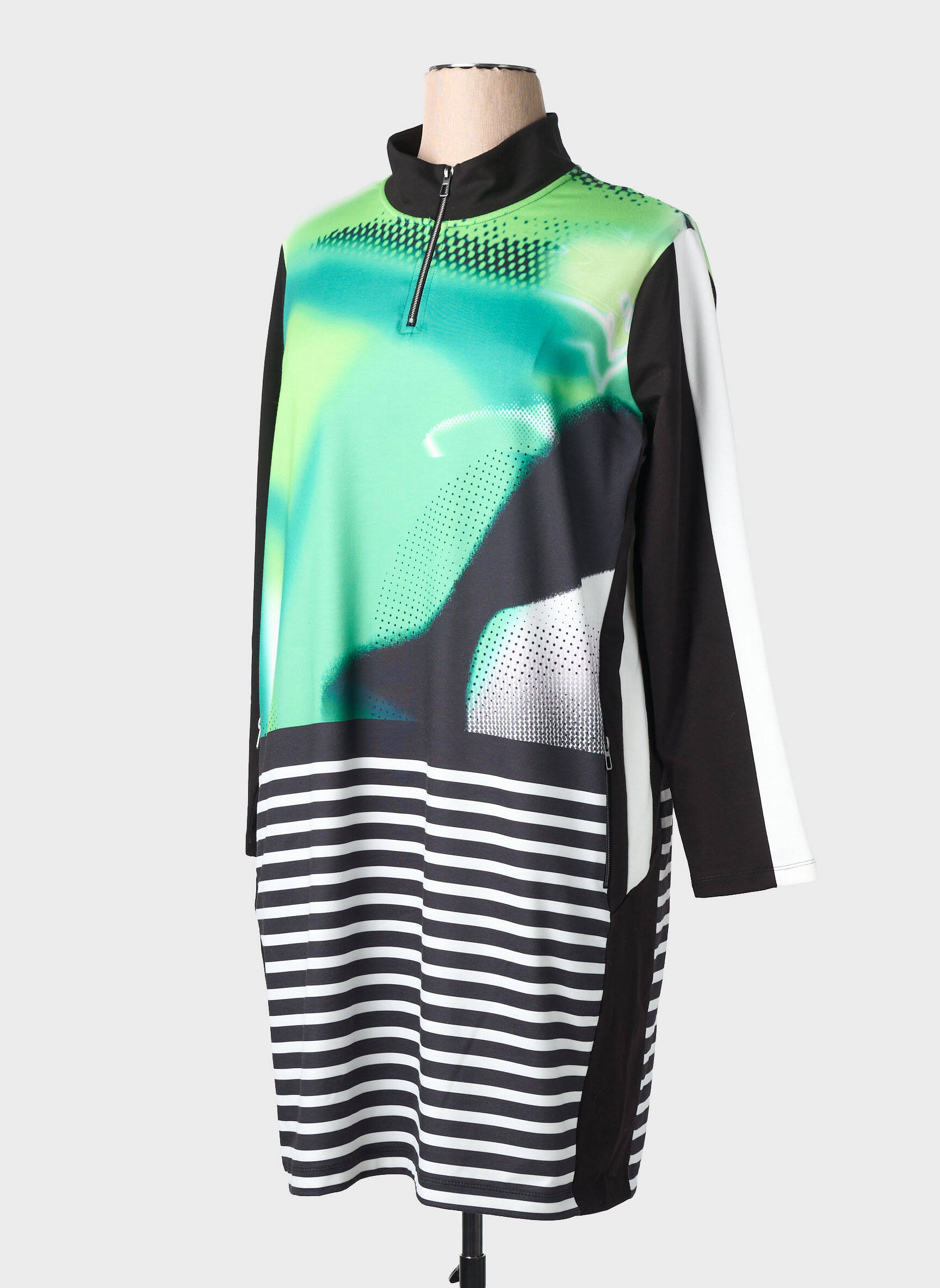 Robe mi-longue imprimé fantaisie manches longues noir TUZZI femme