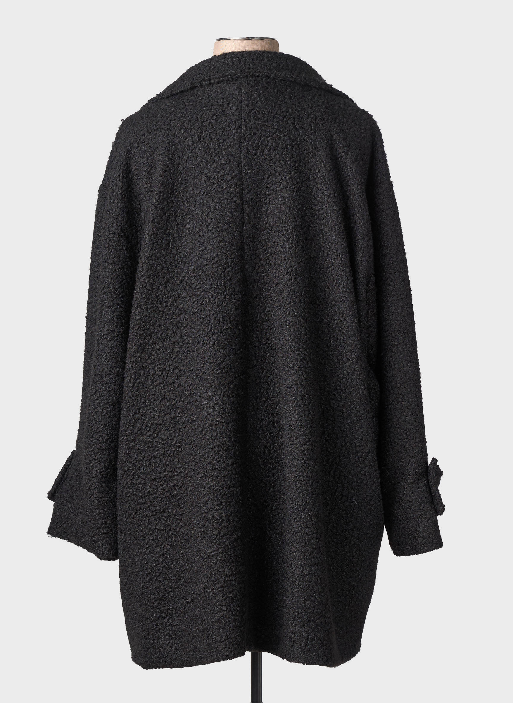 Manteau long coupe droite sans capuche noir KAKIE femme